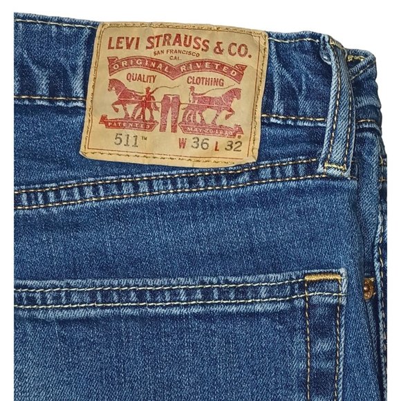 Levis 511 Jeans Mens Size 36 x 32 Tagged, 34 x 31.5 Actual Blue Denim - Picture 4 of 10